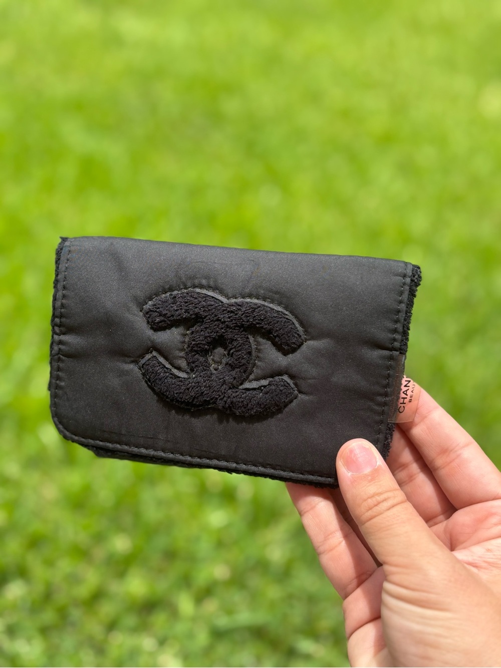 CHANEL Black Quilted CC Emblem Card Case